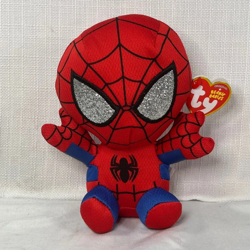 Ty Beanie Babies Marvel Spider-Man Plush Red Blue Glitter Eyes 2023 6 inch NWT